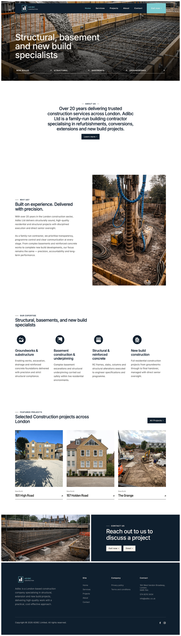 ADIBC | Construction Web Design website preview