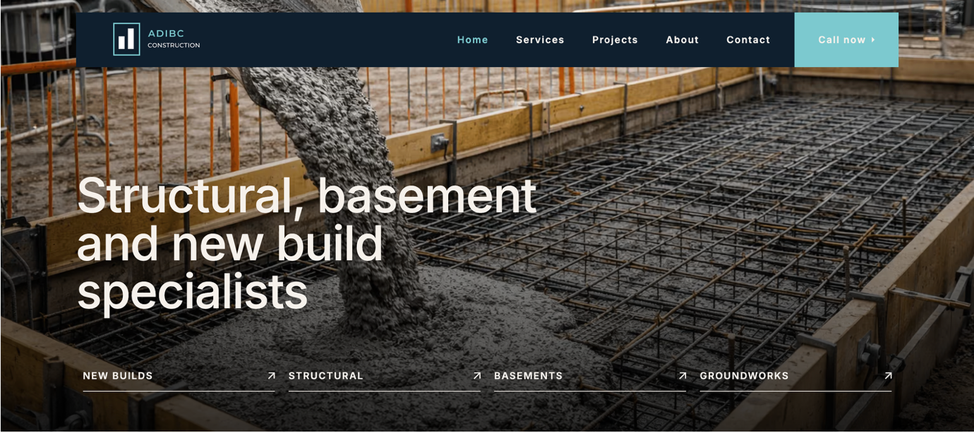 ADIBC Construction website