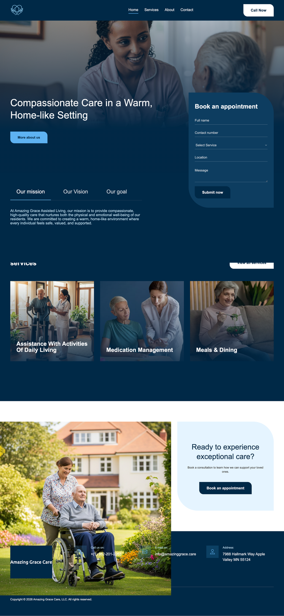 Amazing Grace Care | Care Website Design website preview
