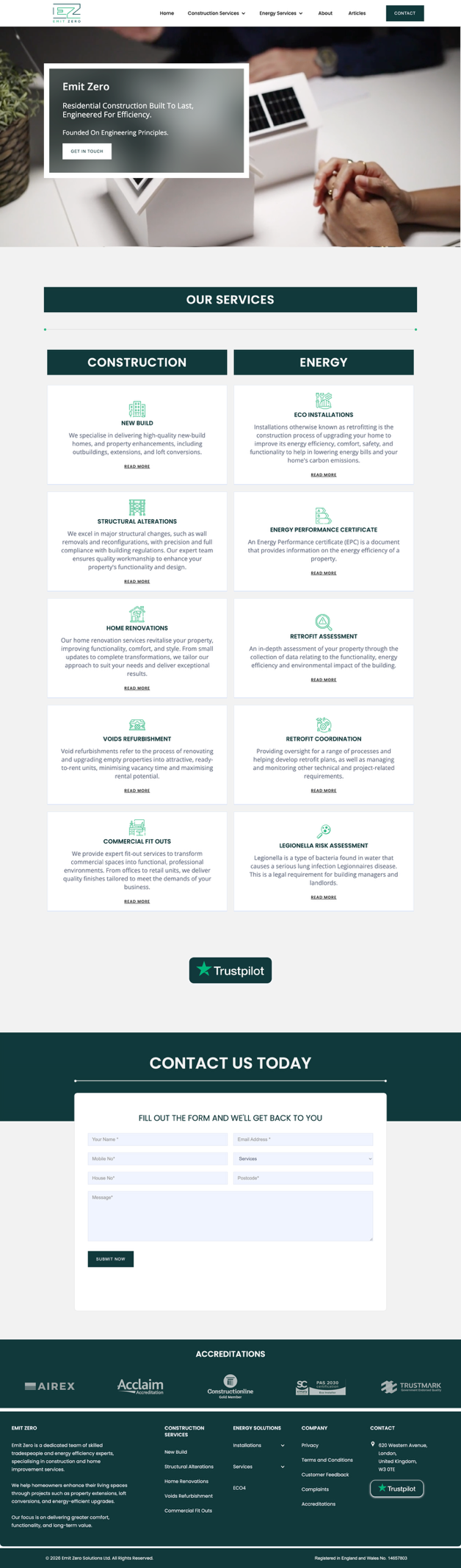 Emit Zero | Construction Web Design website preview
