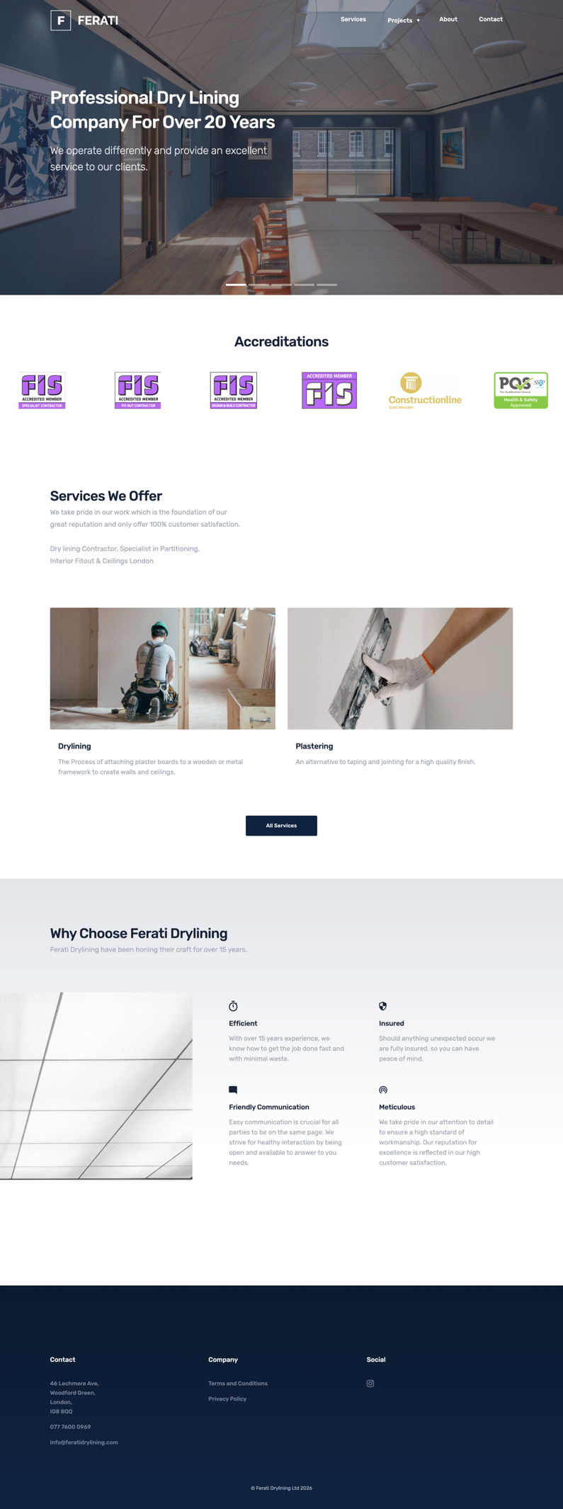 Ferati Drylining | Construction Web Design website preview