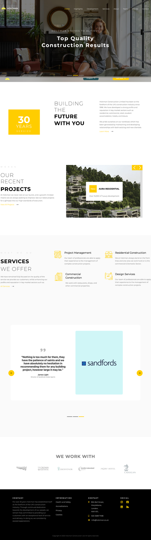 Holcman Construction | Construction Web Design website preview
